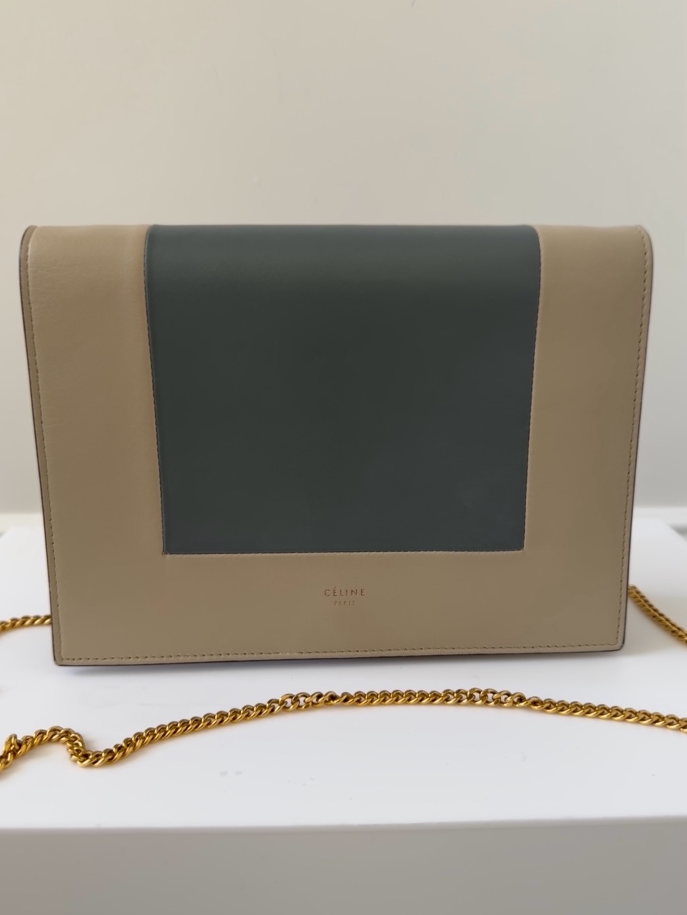 Celine frame Crossbody Clutch in Beige & blue